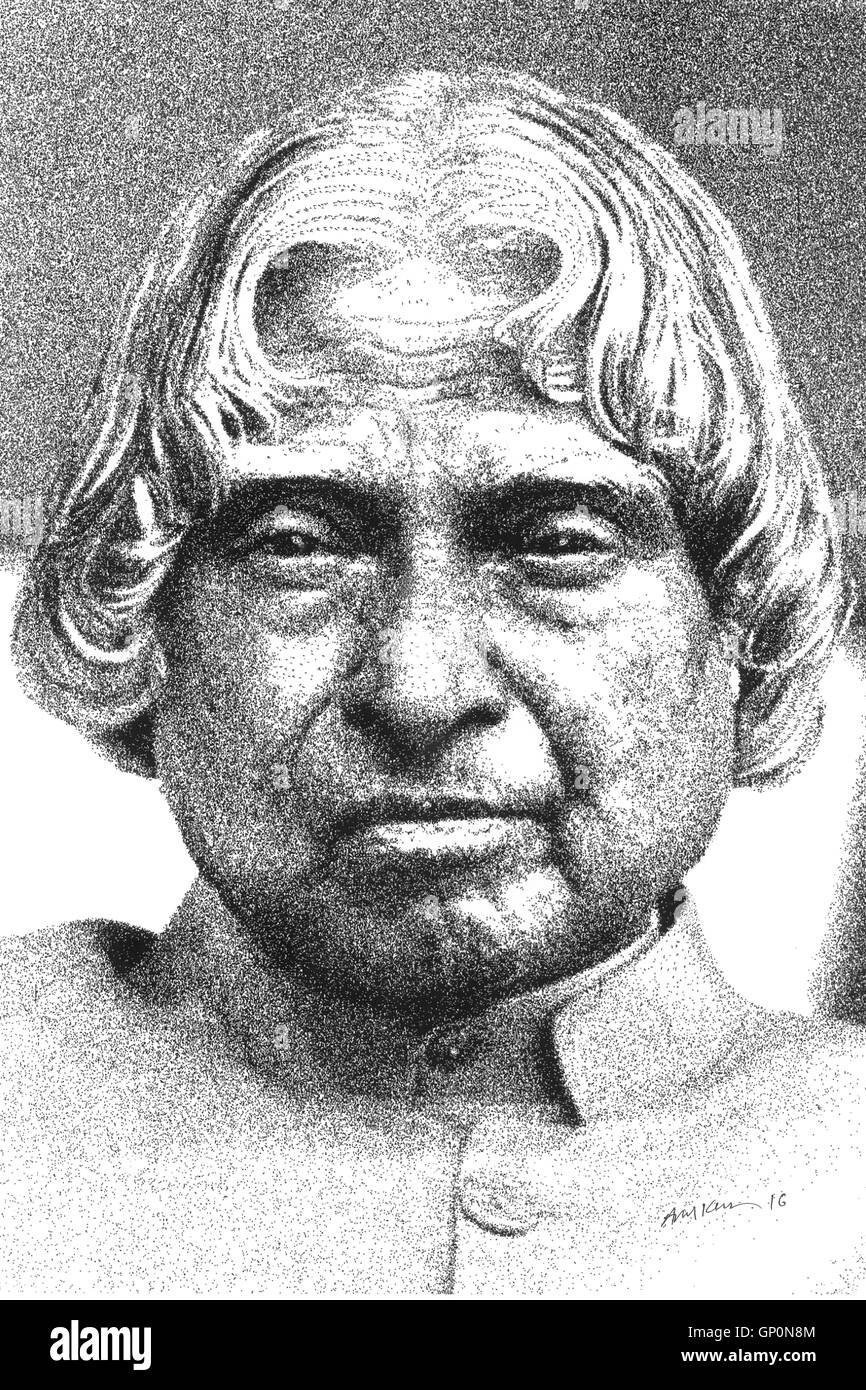 Indian president dr avul pakir jainulabdeen abdul kalam drawing india asia