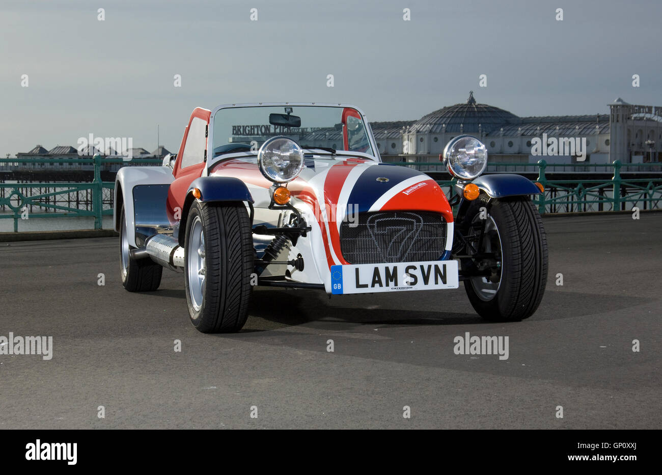 Union Jack painted 2009 Caterham 7 sports car Stock Photo Alamy