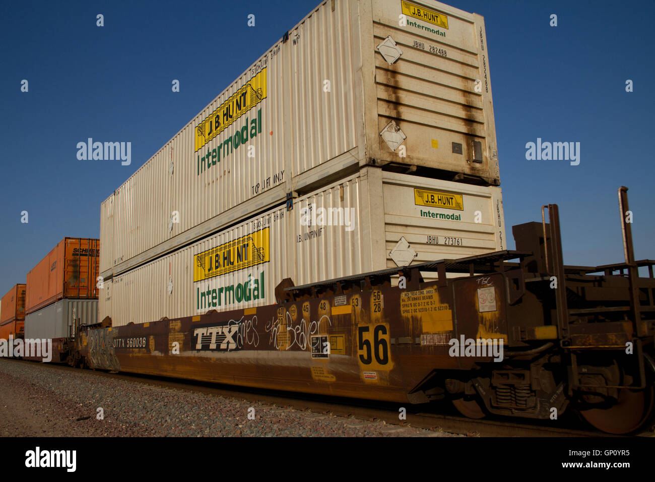 Containers on freight train. usa Stock Photo - Alamy