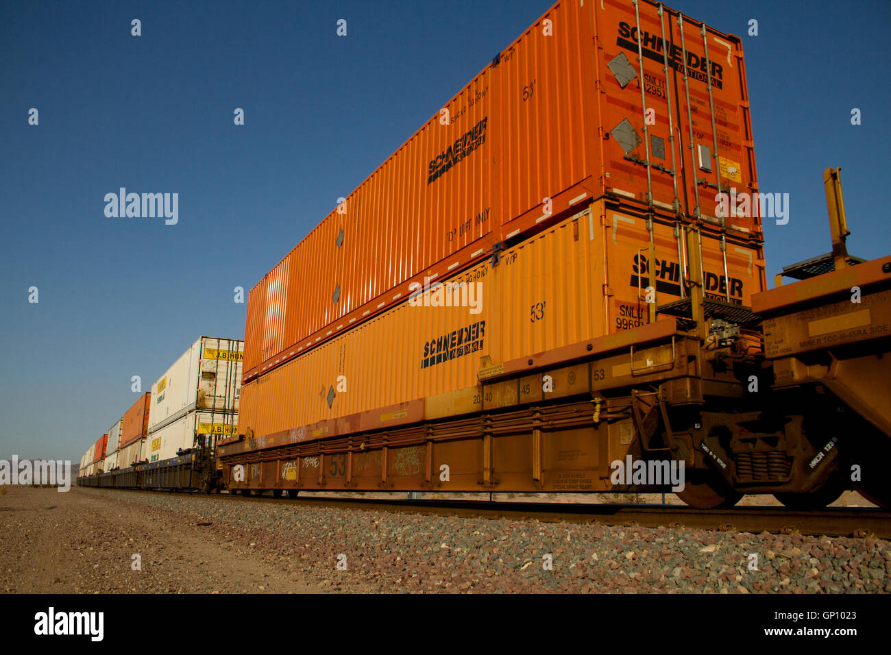 Containers on freight train. usa Stock Photo Alamy