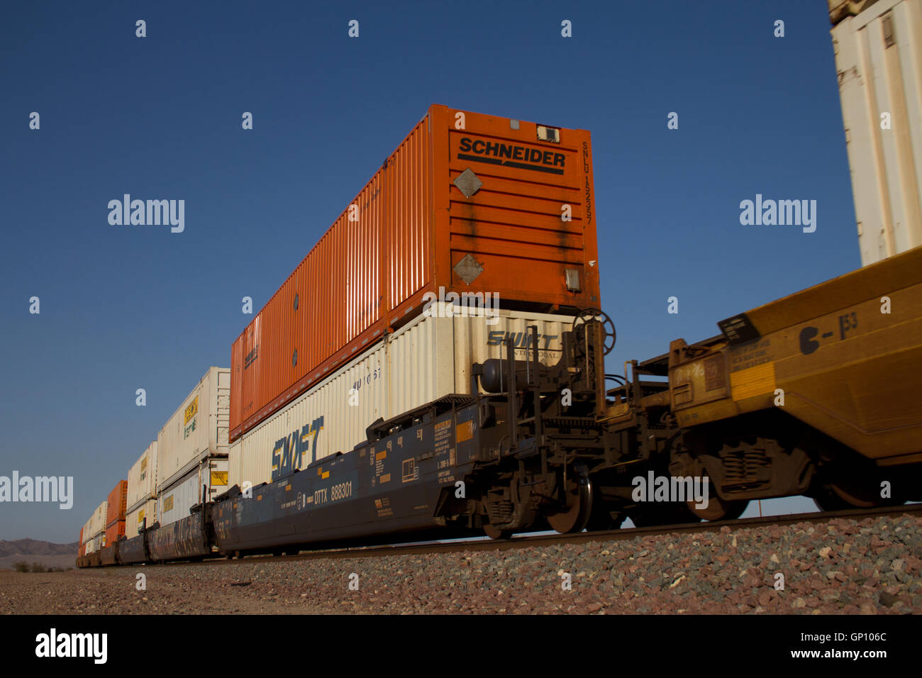 Containers on freight train. USA Stock Photo - Alamy