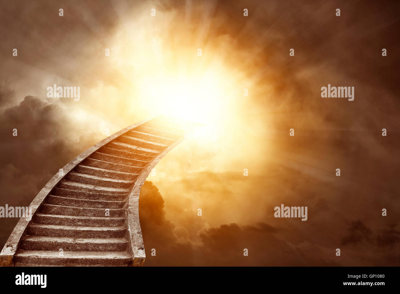 Stairway leading up to heavenly sky Stock Photo
