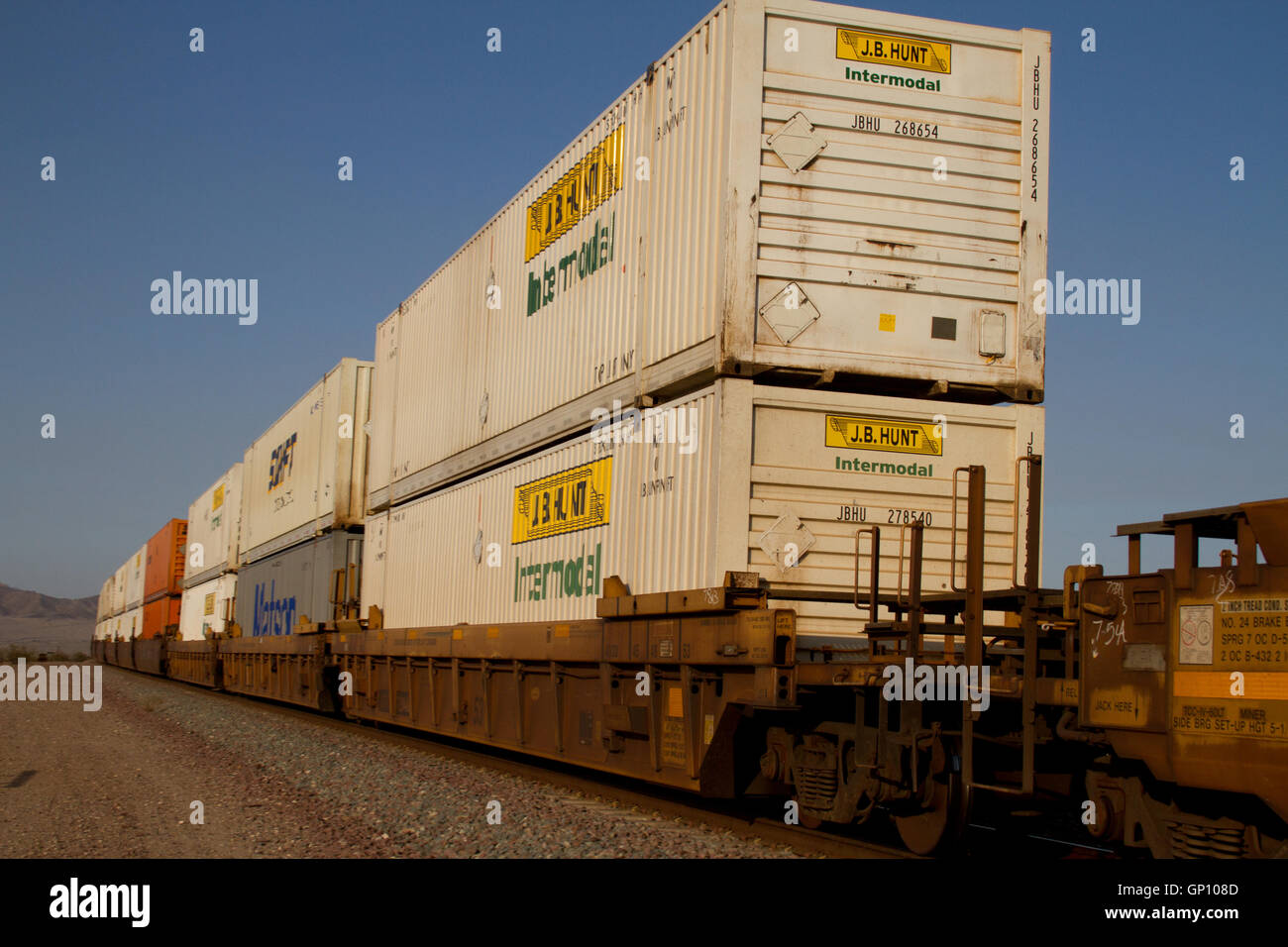 Containers on freight train. USA Stock Photo Alamy