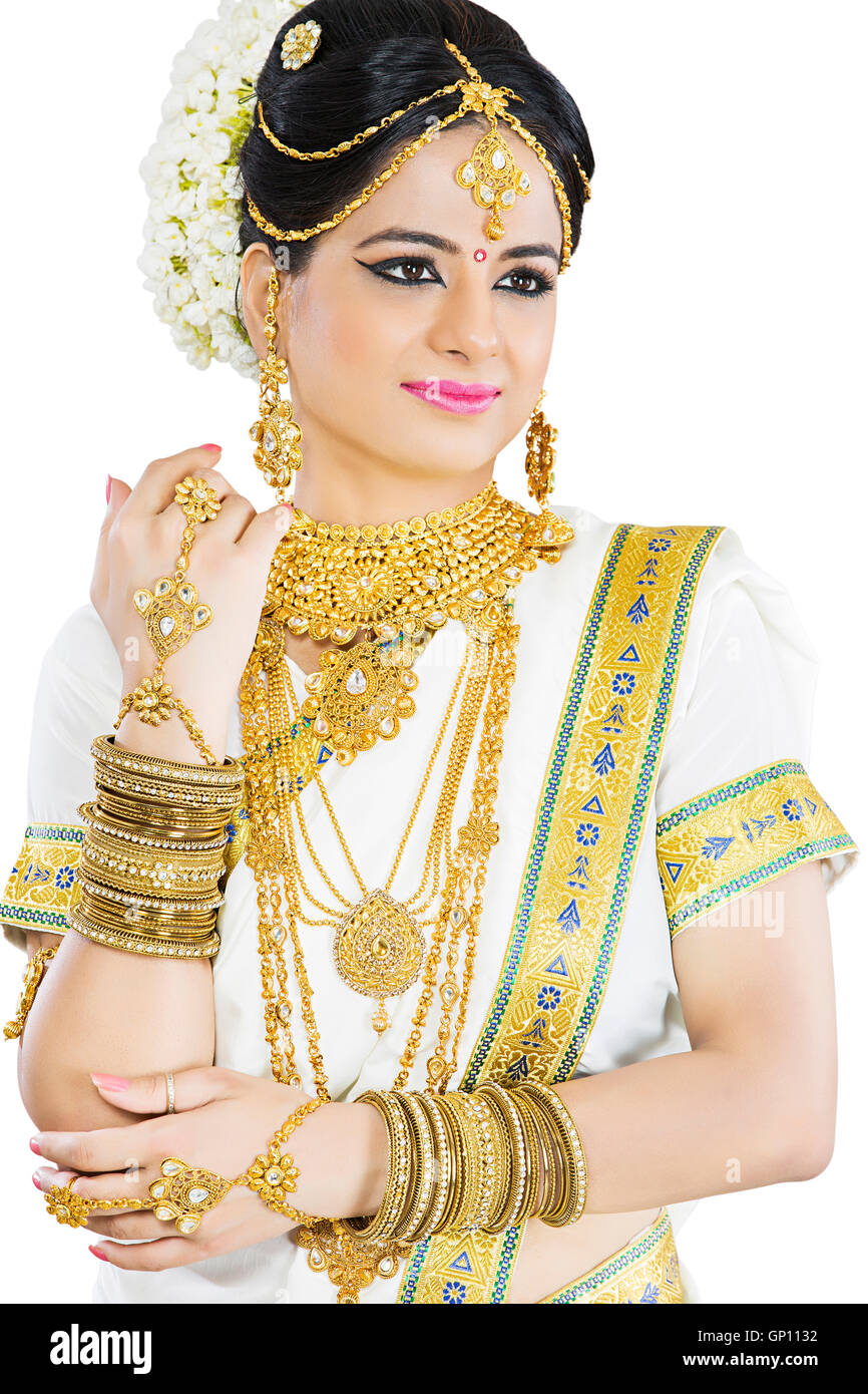 1 Beautiful Adult Bride Malayalee Woman standing Stock Photo