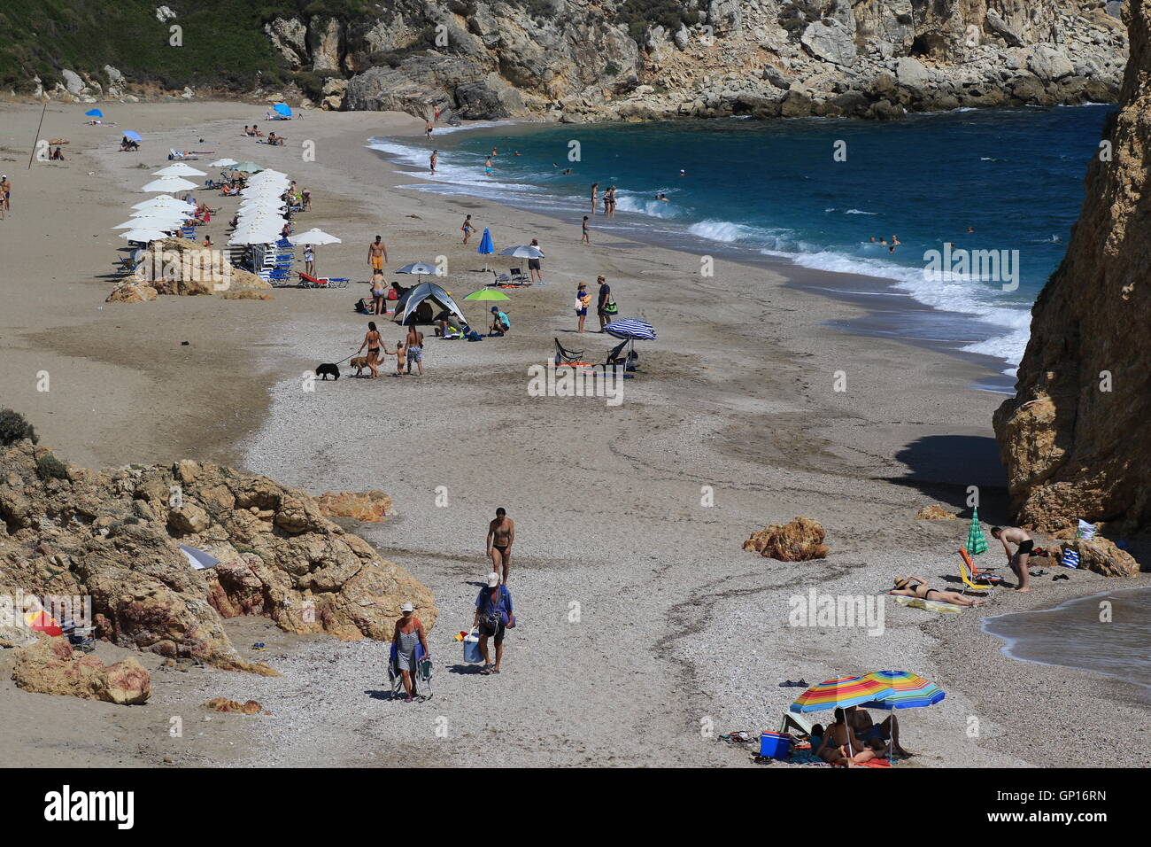 Potistika beach,  near the village of Xinovrisi, and Argalasti, in South Pelion, Thessaly, mainland Greece. Stock Photo