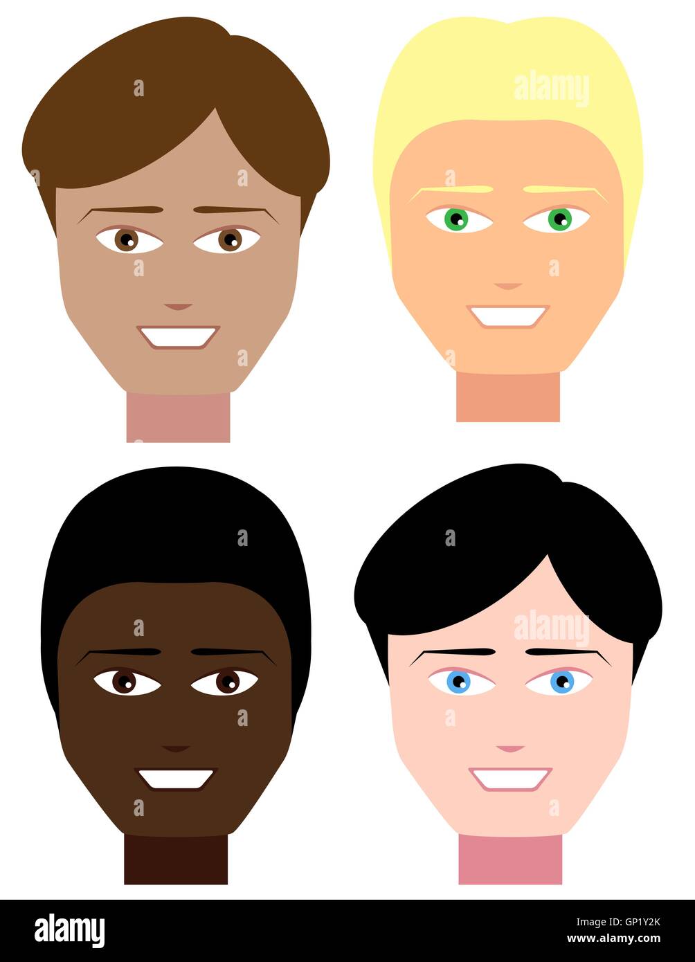 Set of Male Faces Stock Vector