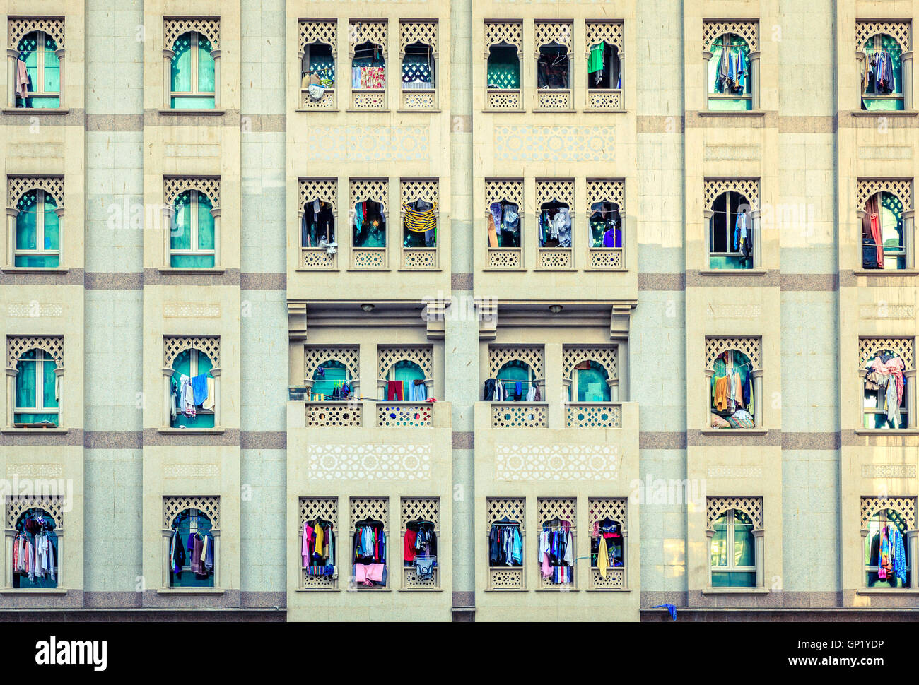 Residential house facade in Bur Dubai, UAE Stock Photo