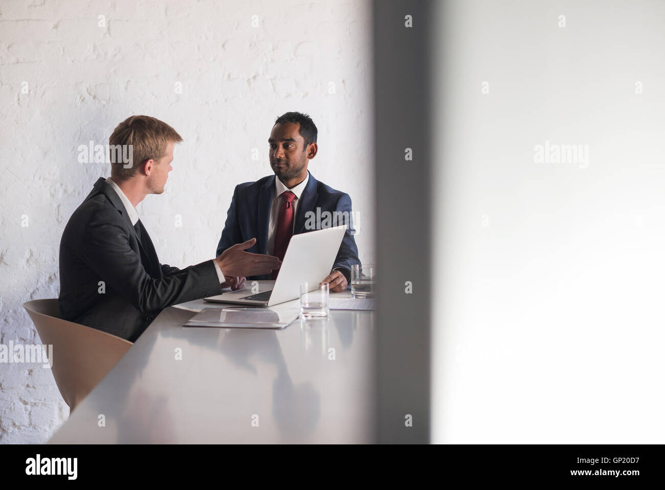 Getting down to the business of negotiating Stock Photo