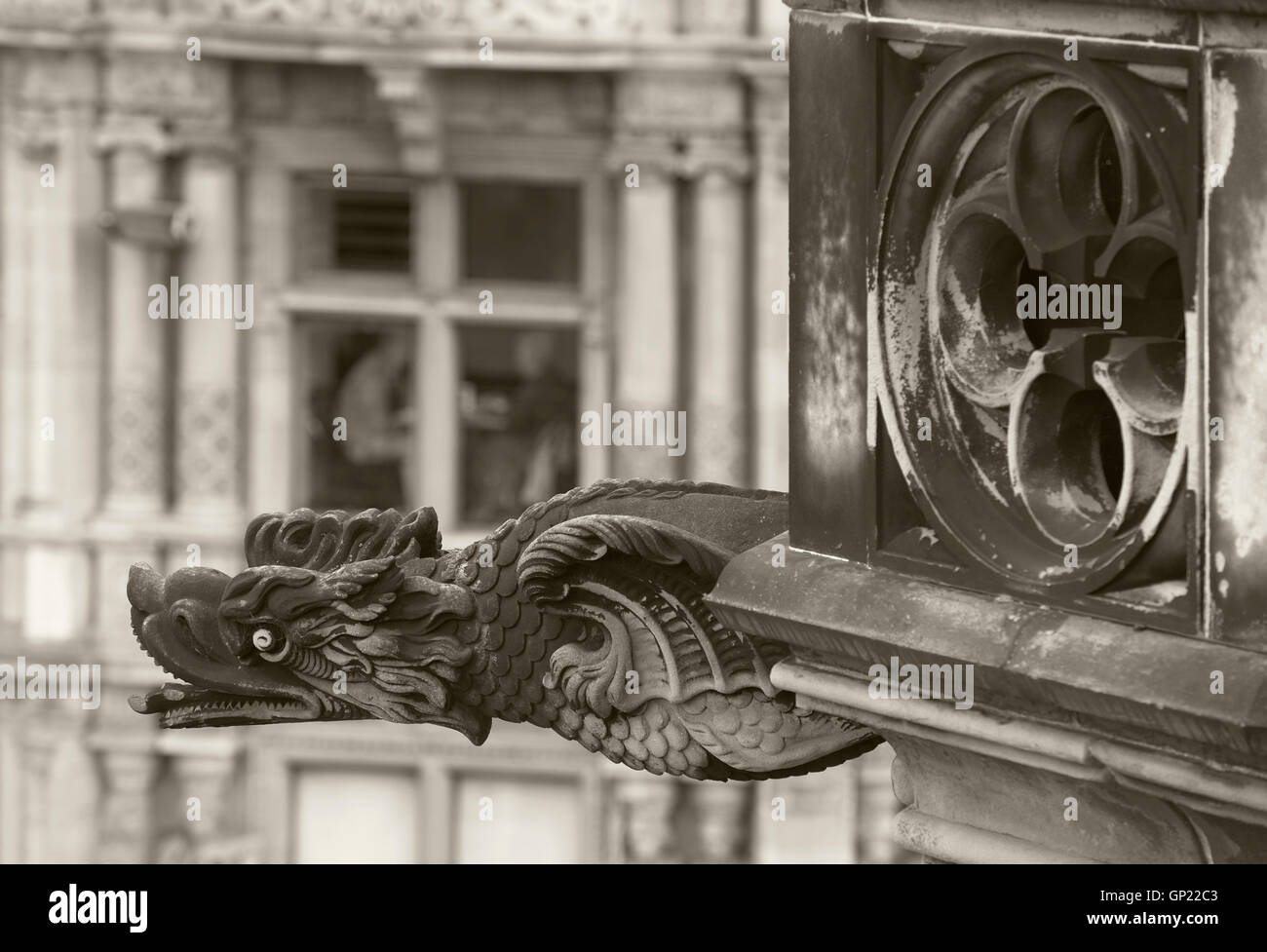 Antique dragon shaped gargoyle in Edinburgh, Scotland. UK. Horizontal Stock Photo Alamy
