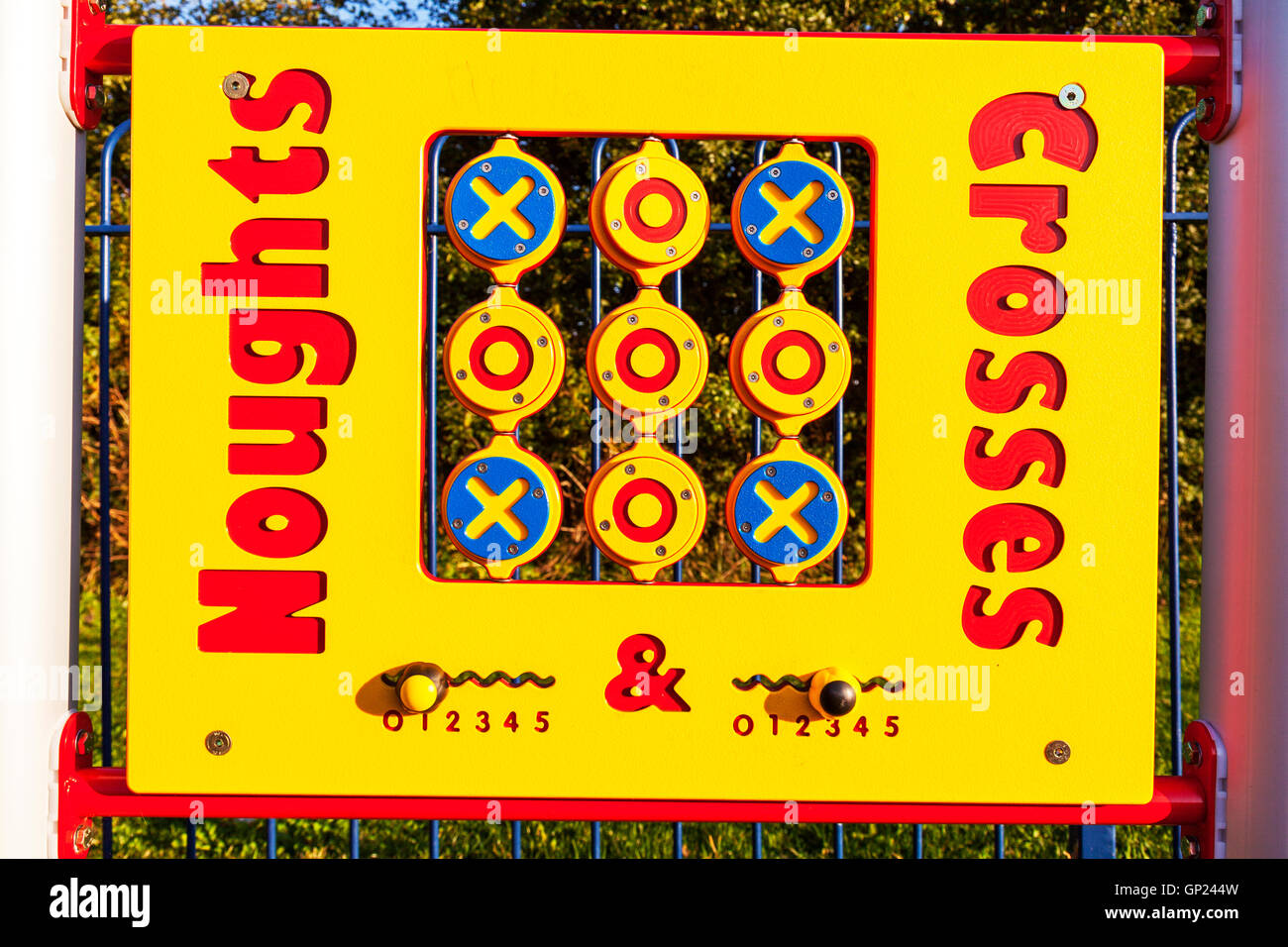 Noughts & Crosses game children's games kids game play park board fun for kids UK England GB Stock Photo