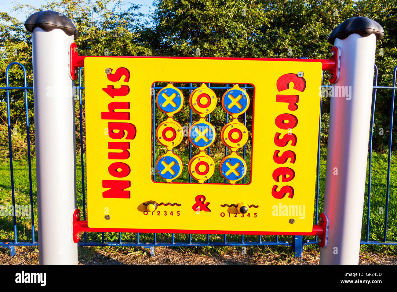 Noughts & Crosses game children's games kids game play park board fun for kids UK England GB Stock Photo