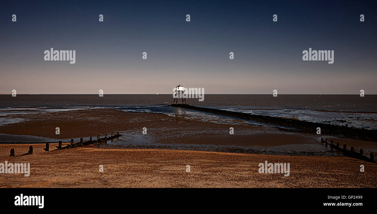 The Leading Lights, Victorian lighthouse structure, Dovercourt, Harwich, Essex, England Stock Photo