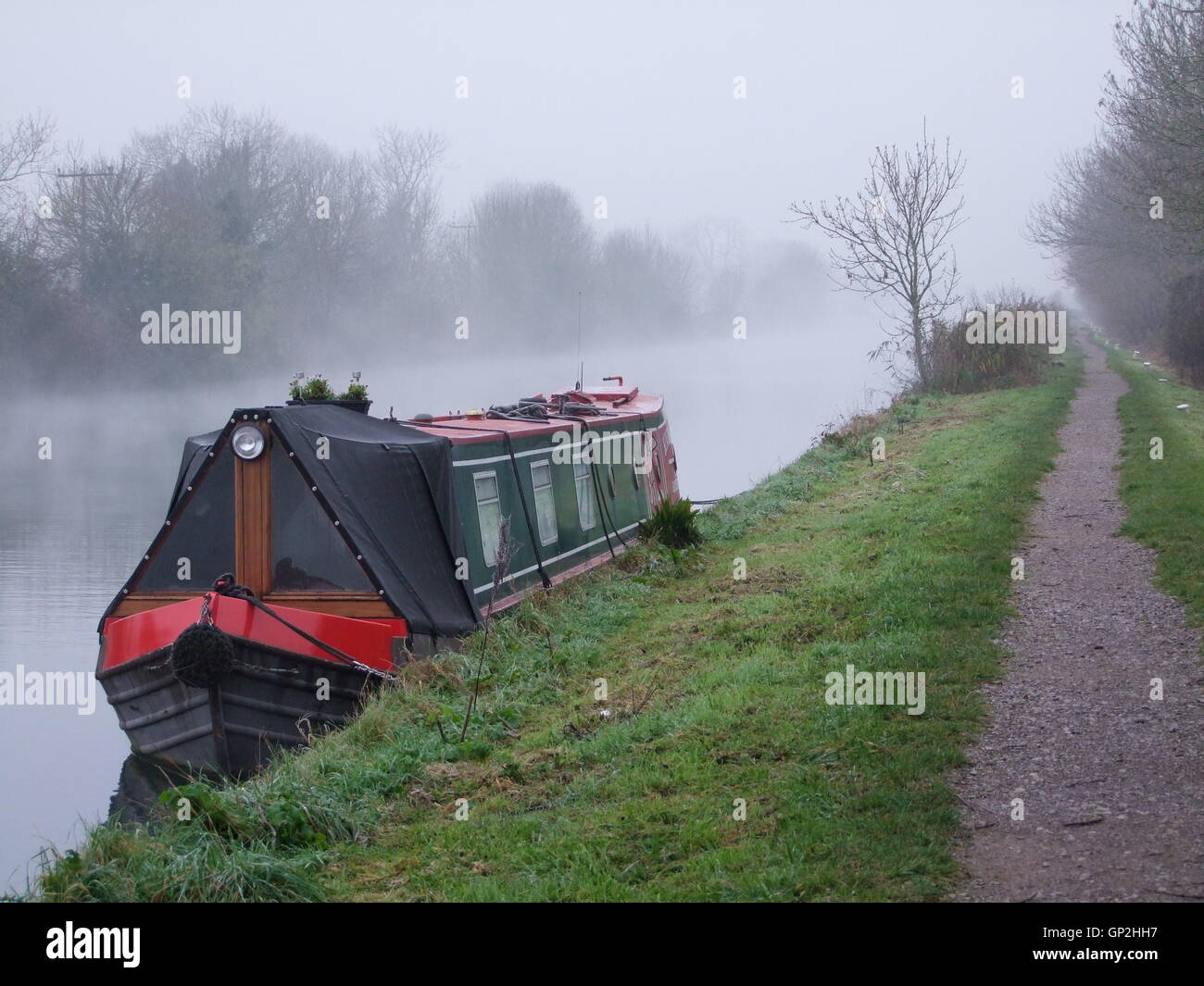 Narrowboat moored on Gloucester to Sharpness canal Stock Photo