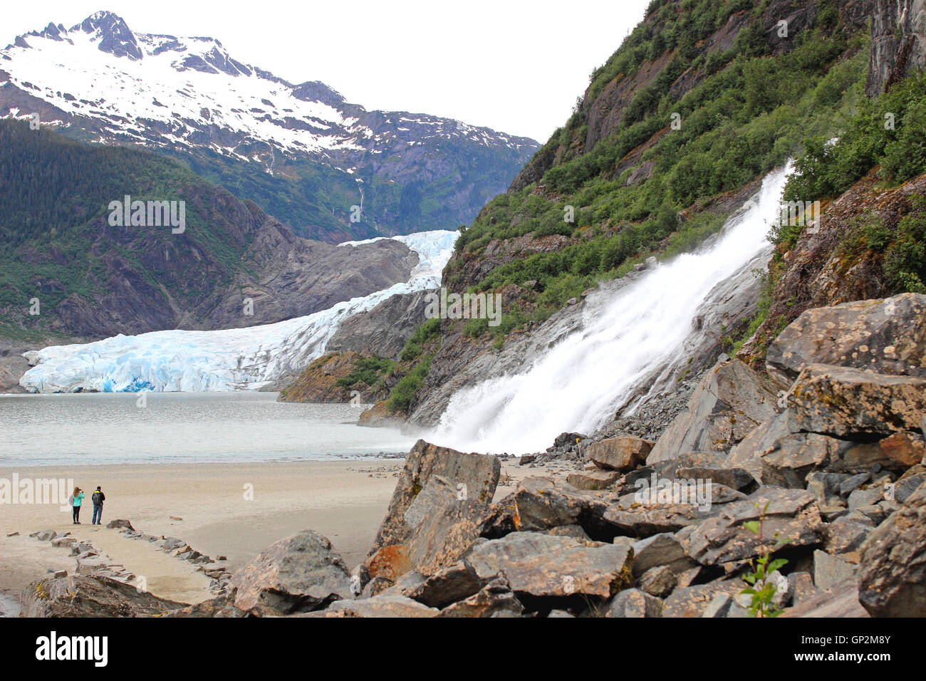 Mendenhall Glacier, Nugget Falls, Juneau, Southeast, Alaska Stock Photo