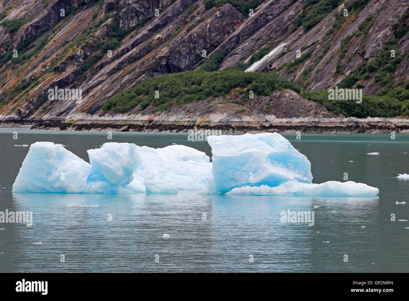 ice flows Dawes Glacier Fog clouds Endicott Arm Inside Passage Southeast Alaska USA Stock Photo