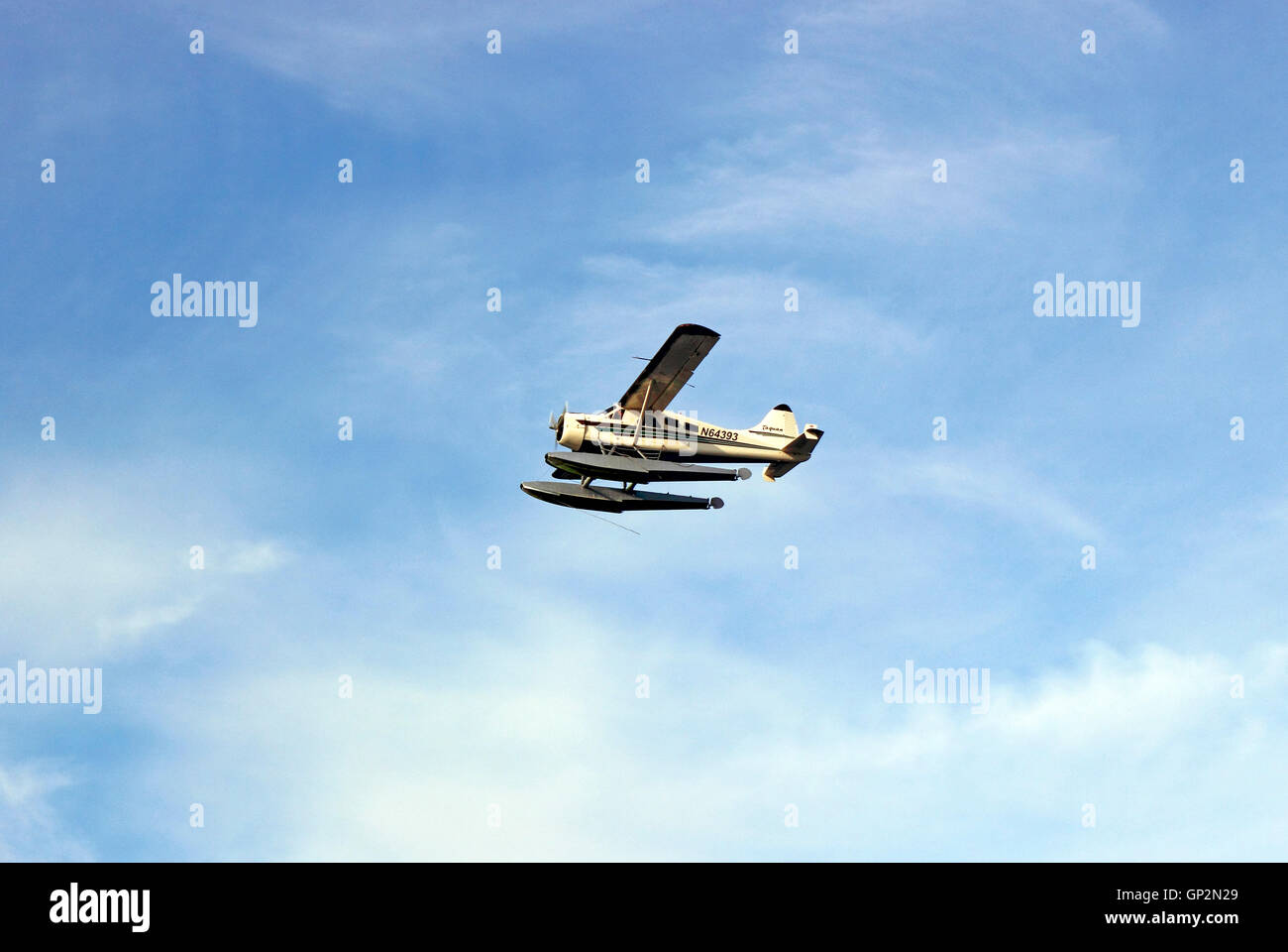 Alaskan floatplane seaplane taking off Ketchikan Tongass Narrows Inside Passage Southeast Alaska USA Stock Photo