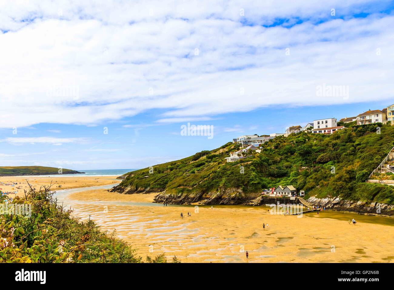 A view of the River Gannel estuary and beach near Newquay in Cornwall, England, UK Stock Photo