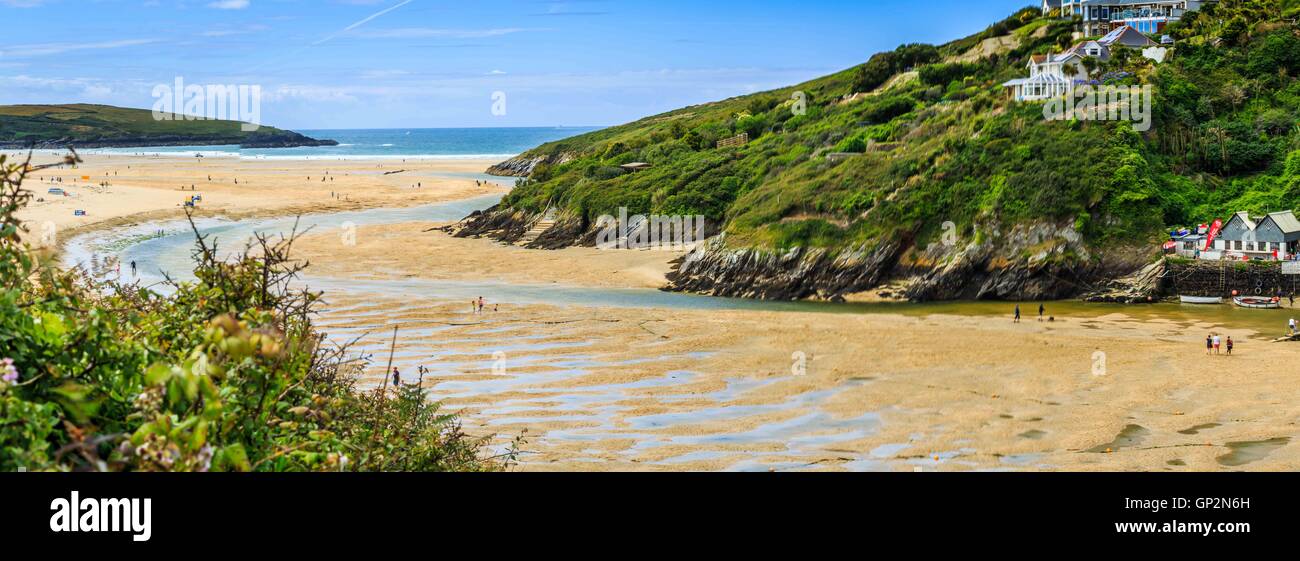 A view of the River Gannel estuary and Crantock Beach near Newquay in Cornwall, England, UK Stock Photo