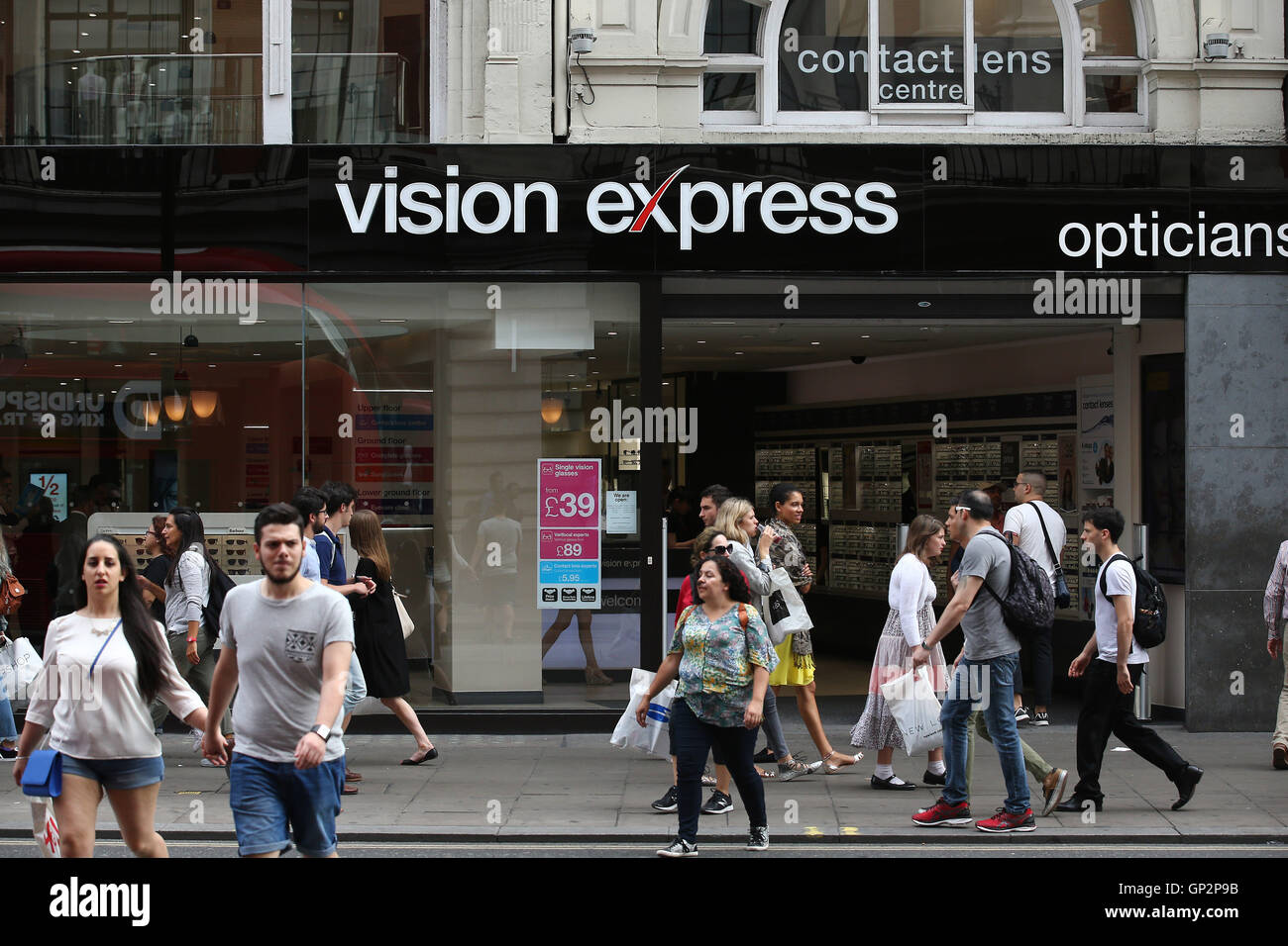 UK, London Vision Express Opticians is pictured on Oxford Street in