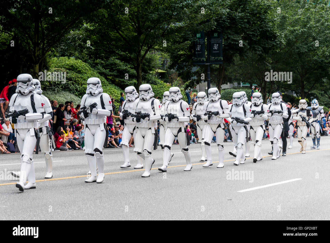 Star Wars characters in Canada Day Parade, downtown Vancouver, British Columbia, Canada Stock Photo