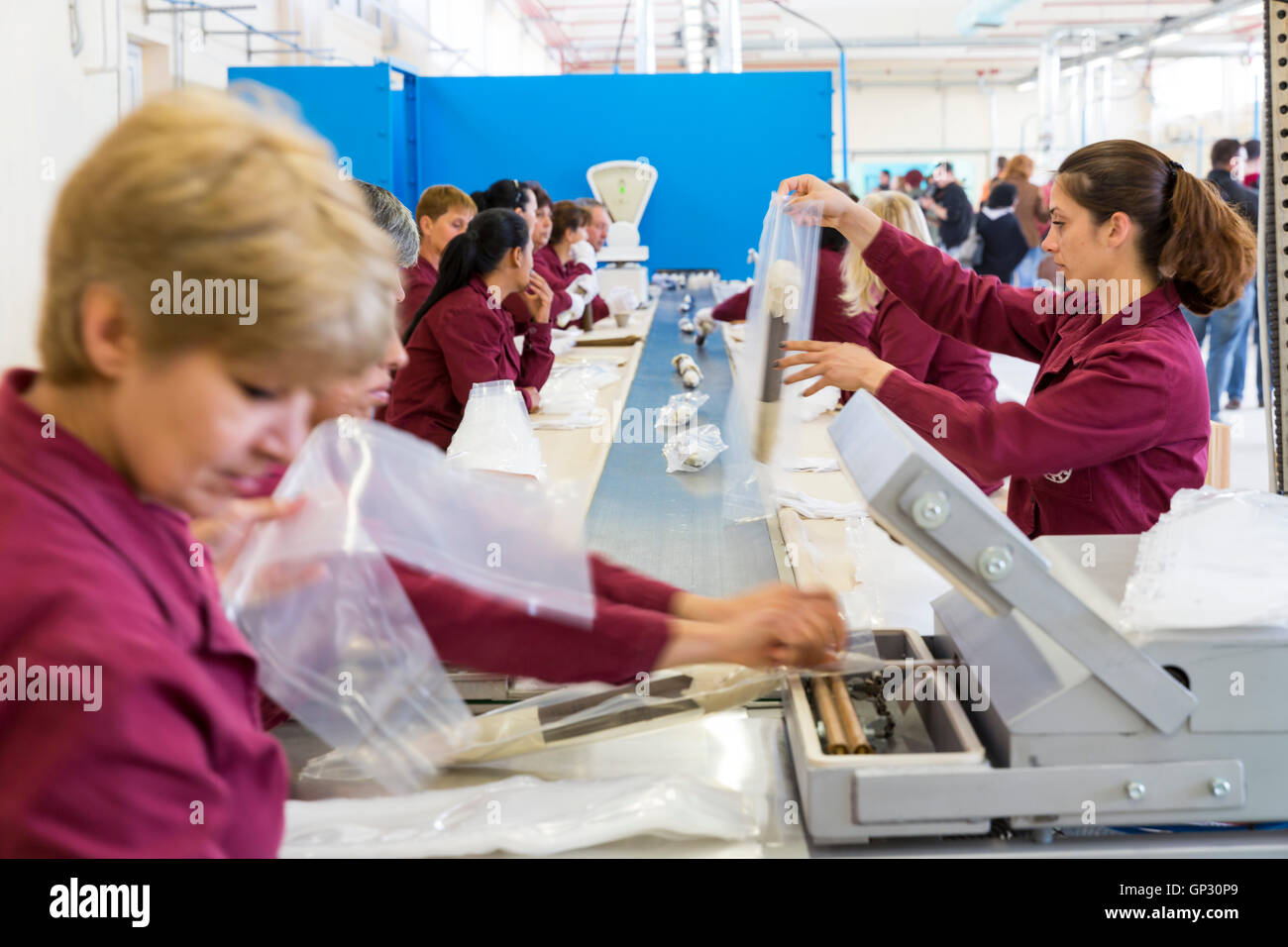 Sopot, Bulgaria - May 17, 2016: Arsenal workers are producing warheads in one of Bulgaria's arms factory. The facility produces  Stock Photo