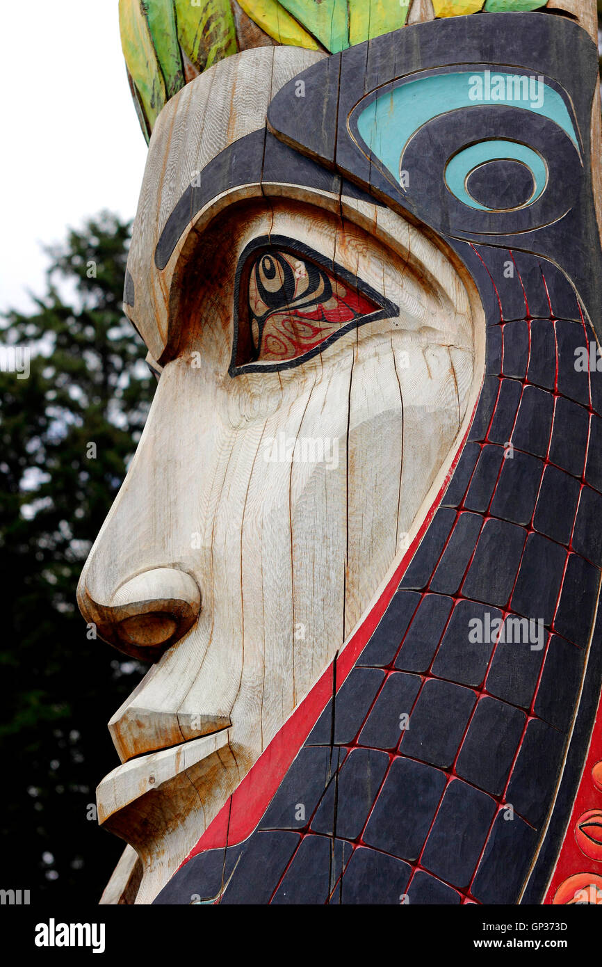 Tlingit Indian totem pole detail Sitka National Totem Park Sitka Alaska ...