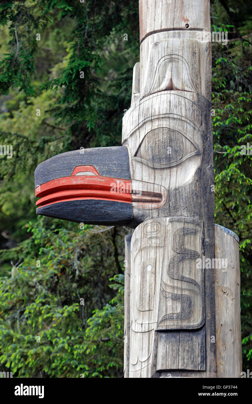 Tlingit Indian totem pole detail Sitka National Totem Park Sitka Alaska ...