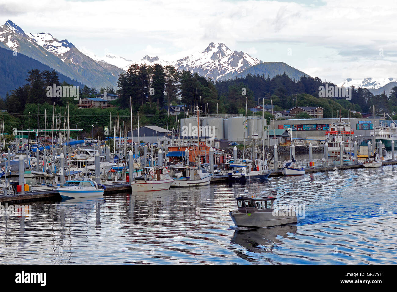 Fishing fleet Harbor marina Sitka Alaska Inside Passage Southeast Alaska USA Stock Photo