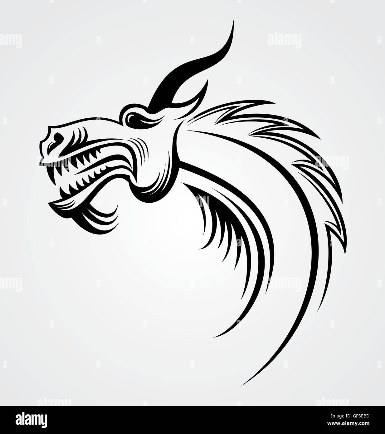 Dragon Head Tattoo Design Stock Vector