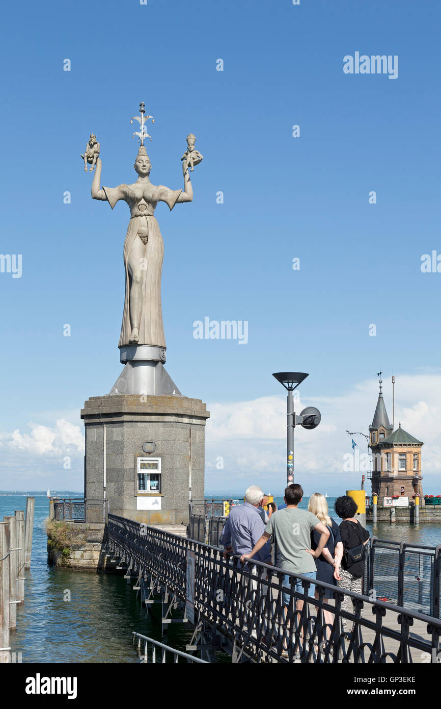 Imperia, harbour entrance, Constance, Lake Constance, Baden-Wuerttemberg, Germany Stock Photo