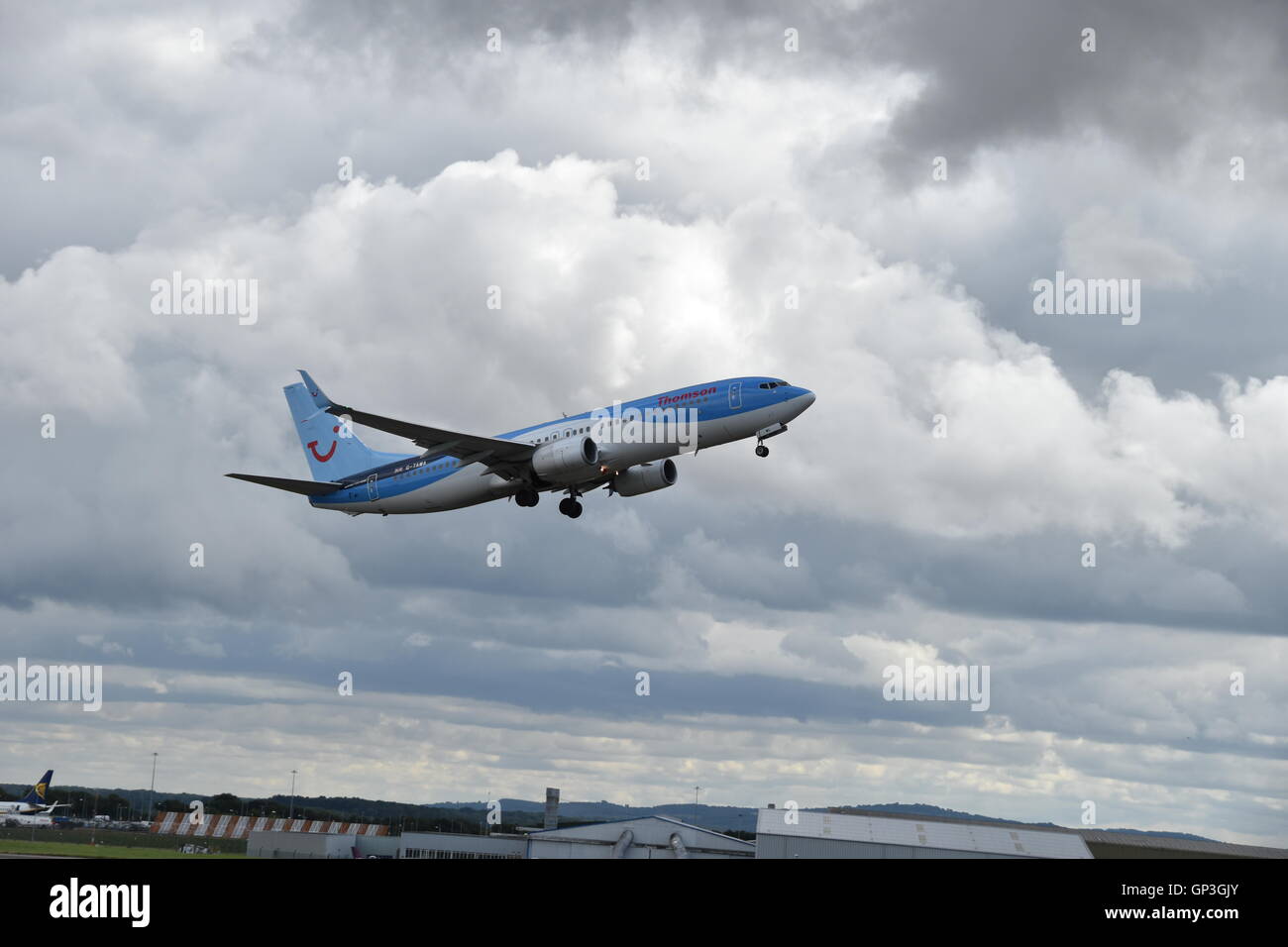 TUI Flight taking off from East Midlands Airport Stock Photo Alamy