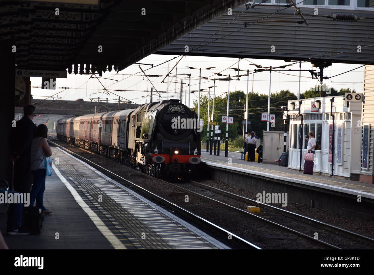The Duchess of Sutherland Steam passes through Newark