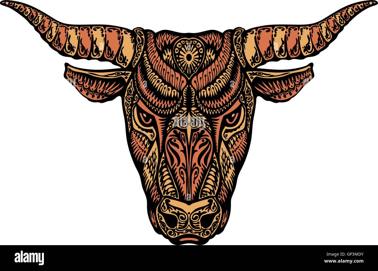 Bull, ox or taurus painted tribal ethnic ornament. Vector illustration  Stock Vector Image & Art - Alamy