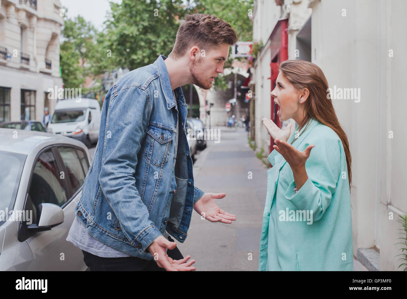 scandal, problem between young couple, relationships difficulties, conflict in family Stock Photo