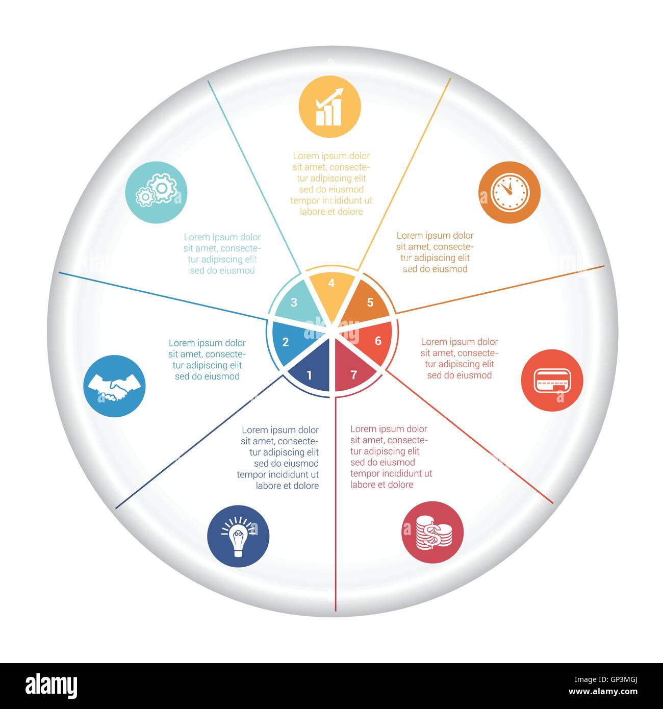 pie chart diagram data 7 options for text area template infographic