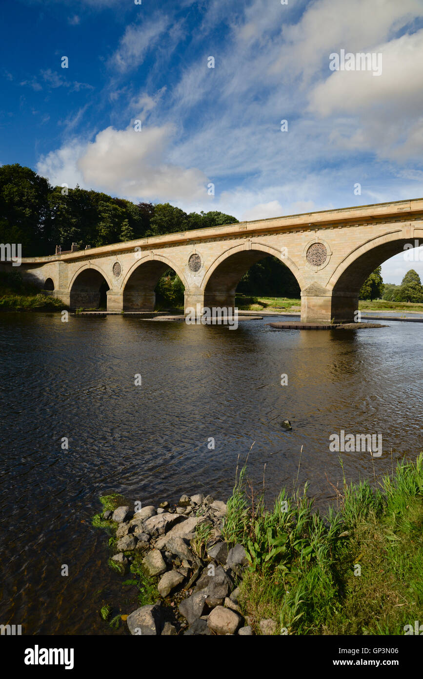 Coldstream Bridge on the River Tweed crossing the English Scottish
