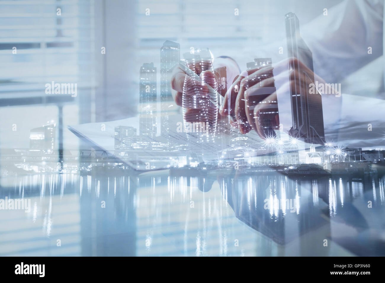 signing contract, double exposure background, business deal, concept ...