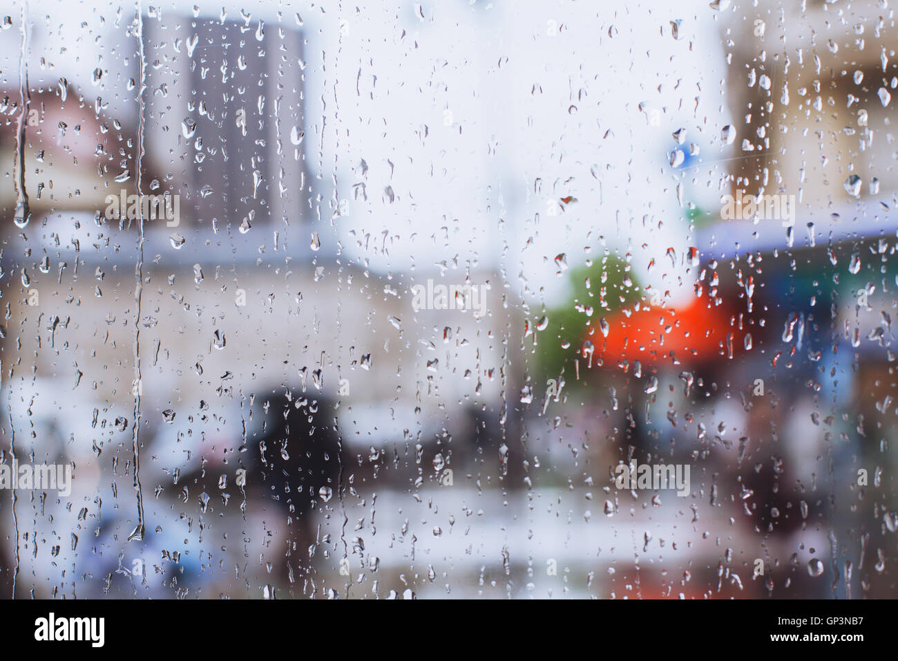 window glass in rainy day, background, street of Paris Stock Photo