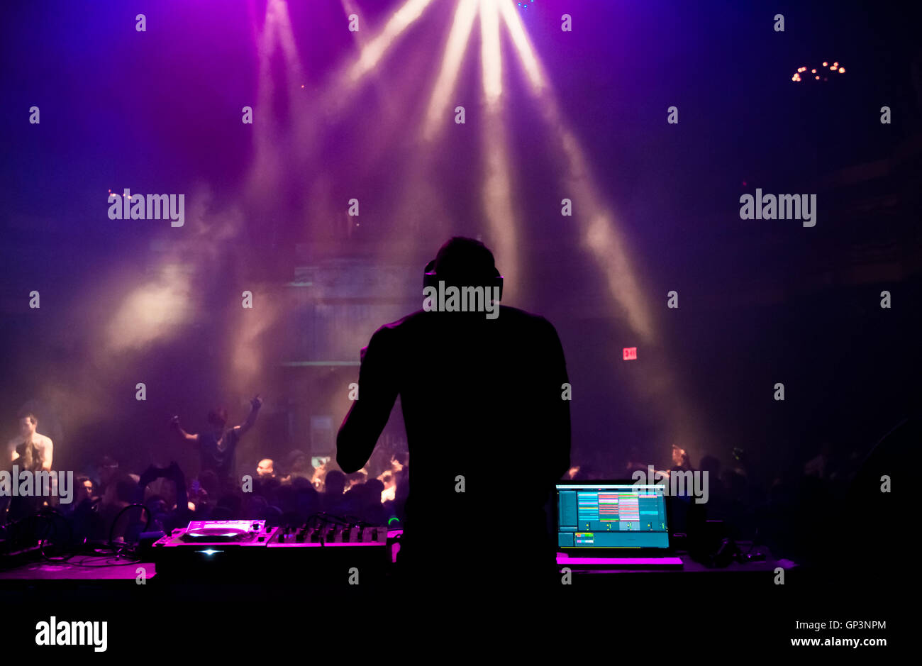 A DJ performing at a concert Stock Photo
