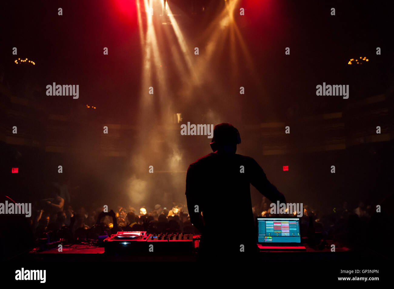 A DJ performing at a concert Stock Photo