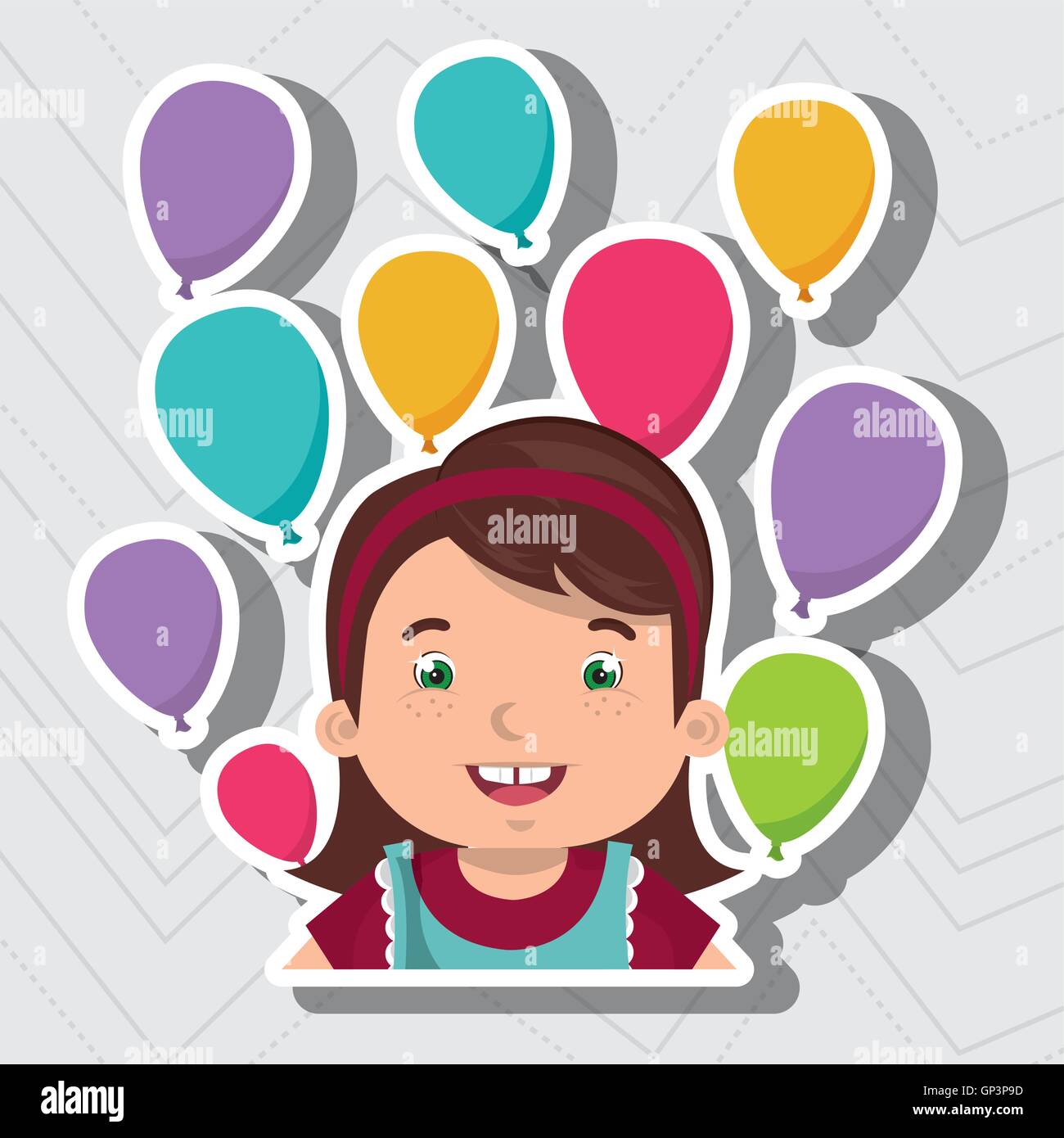 girl balloons party cartoon Stock Vector Image & Art Alamy