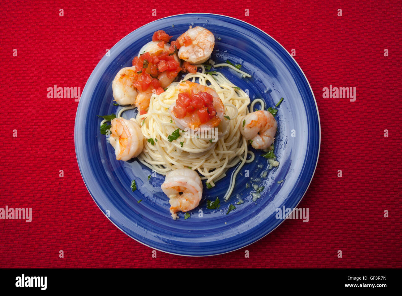 Spaghetti parsley Shrimp Scampi Stock Photo Alamy