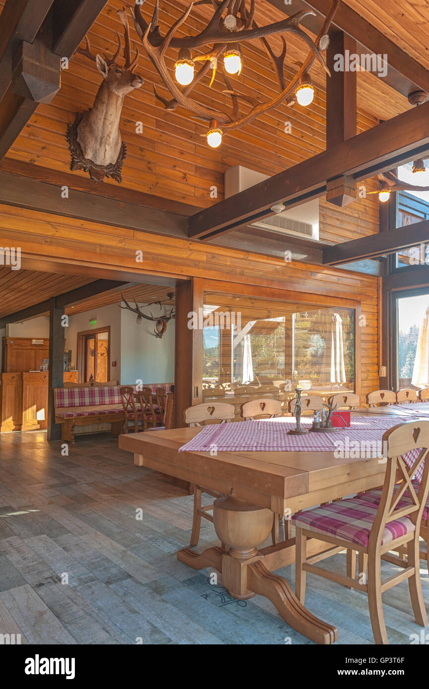 Wooden living room interior Stock Photo Alamy