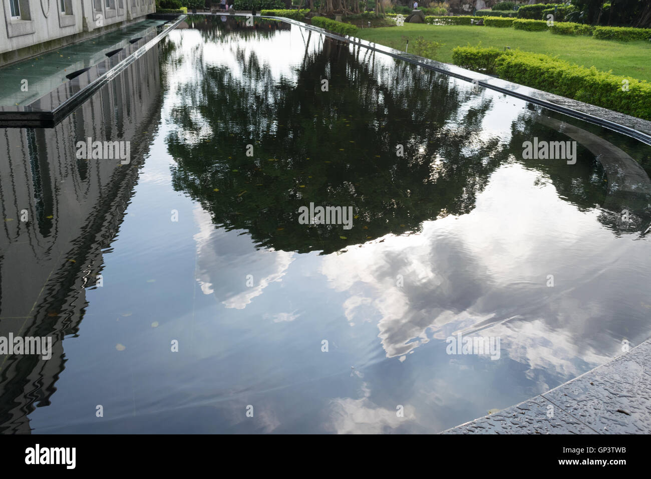 Reflecting pool at the top of Fortaleza do Monte Stock Photo