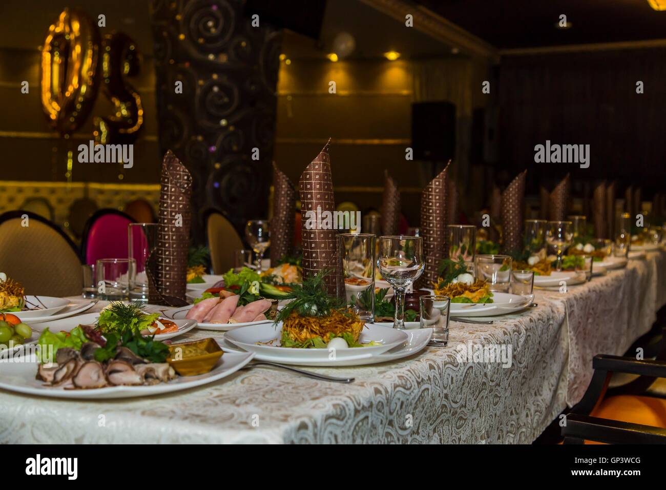 Catering table set service Stock Photo Alamy