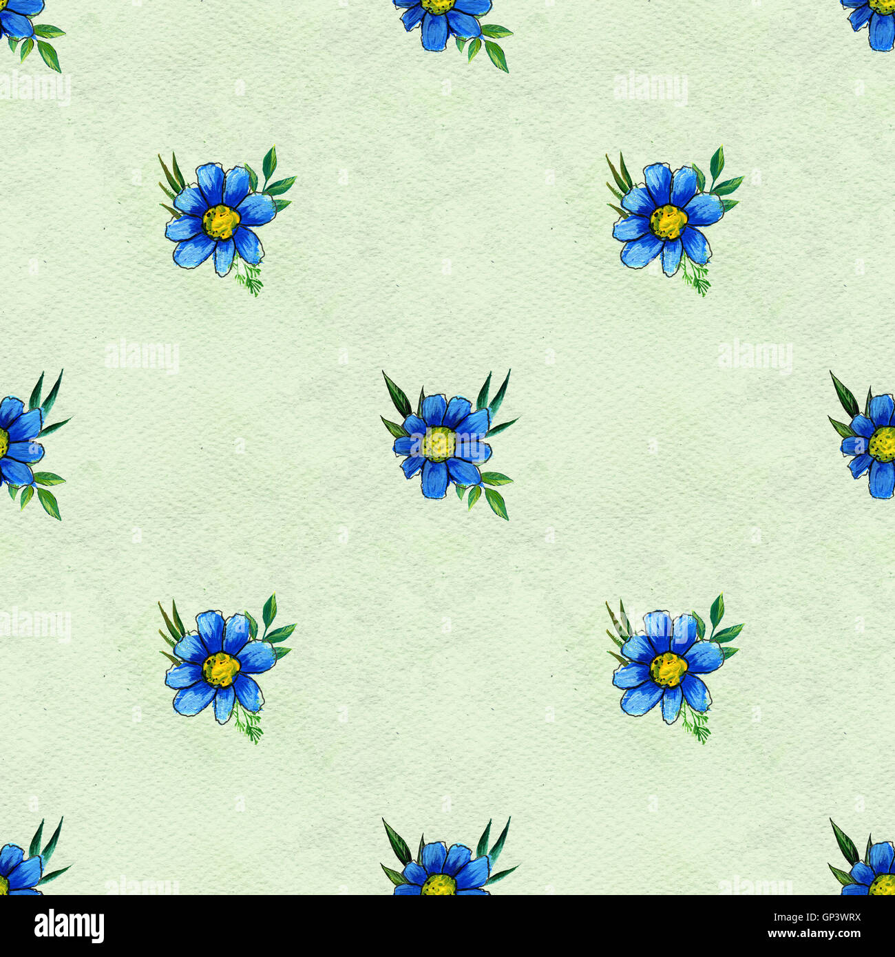 Seamless pattern with blue flowers Stock Photo - Alamy