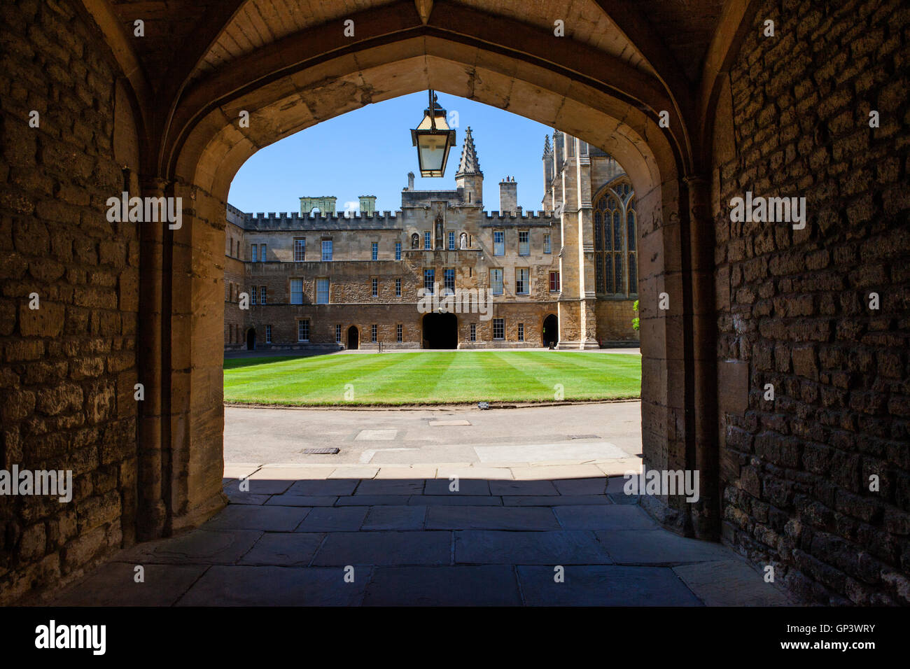 A view inside New College - one of the historic colleges of Oxford University, England. Stock Photo
