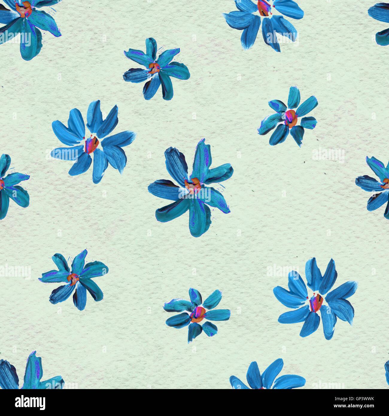 Seamless pattern with blue flowers Stock Photo - Alamy