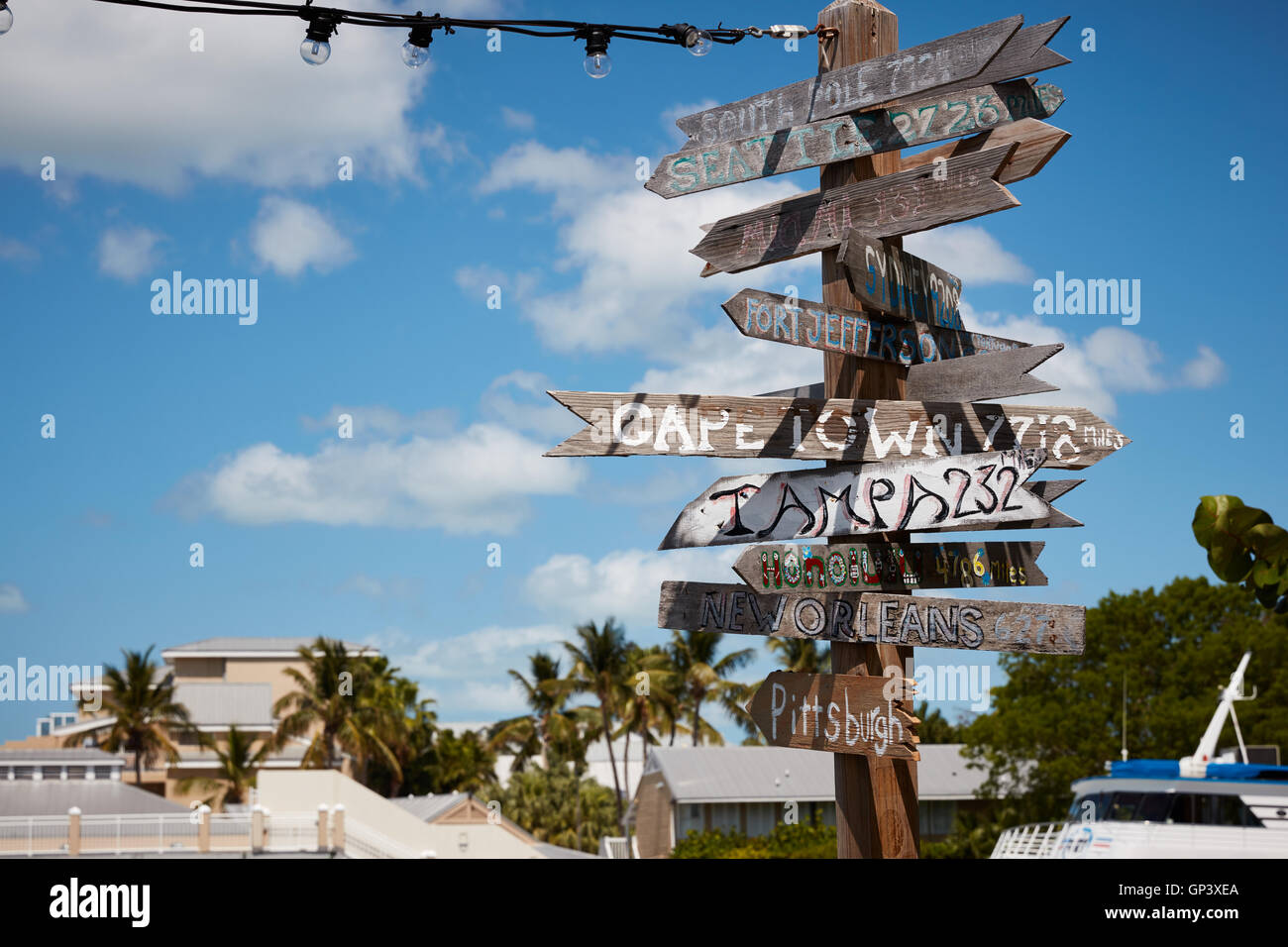 Directional sign in Key West, Florida Stock Photo