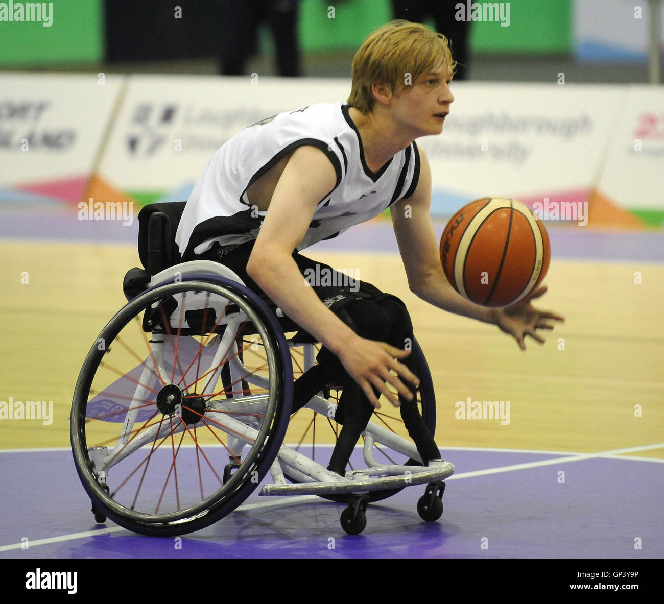 Lee Fryer of England North in action during the Wheelchair Basketball